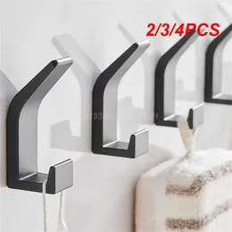 Bath Accessory Set 2/3/4PCS Clothes Coat Hook Space Aluminium Black Towel Holder Bathroom Kitchen Racks Free Punching White