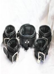 High Quality Real Leather Collar Handcuffs Anklet set for Wrist Ankle Leg Cuffs Restraints with Lock Adult Sex Toys BDSM Bondage7450087