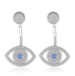 Blue Evil Eyes Stud Earrings for Women Girls Fashion Design Crystal Rhinestone Statement Drop Dangles Iced Out Brass Rose Gold Sil3999022