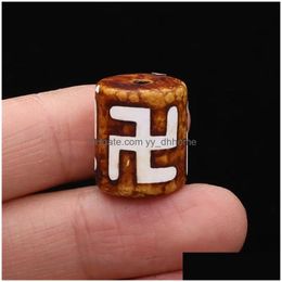Charms Natural Stone Pendant Brown Cylindrical Dzi Bead Reiki Heal Agates For Jewellery Diy Necklace Bracelet Accessories Making Drop Dhq6P