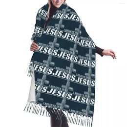 Scarves Custom Printed I Believe In Jesus Christ Scarf Men Women Winter Warm Cristianity Faith Shawls Wraps