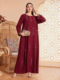 Ethnic Clothing Marocain Diamonds Kaftan Women Long Sleeve Red Party Dress Dubai Abaya Turkey Robe Arabic Caftan Eid Ramadan Jalabiya