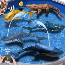 Rc animal robot simulates shark electric prank toy childrens swimming pool submarine remote control fish 240517