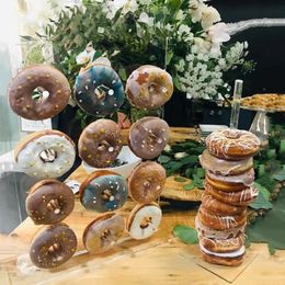 Acrylic Wooden Donut Wall Stand Wedding Party Table Decoration Doughnut Display Holder Donut Birthday Party Decor Baby Shower 240517