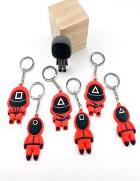 Game Keychain Soldier Triangle Party Series Creative Charms 2D Mini Doll Figurine Key Ring Car Backpack Pendant Gift Ornament Part6058719