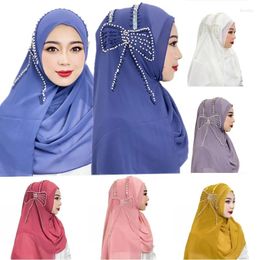 Scarves Luxury Beaded Women's Chiffon Scarf Headscarf Muslim Islamic Hijab Wraps Foulard Arab Shawls Accessories