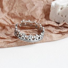 Cluster Rings Charming And Unique 925 Silver Vintage Flower Open Ring With High-end Sense For Women