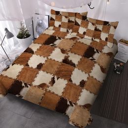 Bedding Sets Cowhide Duvet Cover Patchwork Cow Fur Print Set Farm Animal Comforter 3 Piece Cowboy Farmhouse
