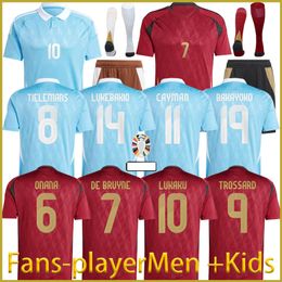 2024 new Belgium Lukaku Men Kids Kit long DE BRUYNE Trossard 25 Euro Cup National Team Onana Soccer Jerseys Set Home Away BAKAYOKO CARRASCO Doku Football Shirt BElgiuM