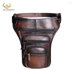 Waist Bags Top Quality Leather Men Design Casual Tablet Satchel Sling Bag Multi-function Fashion Travel Belt Pack Leg Male 3111