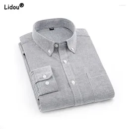 Men's Casual Shirts 2024 Spring And Autumn Western Korean Edition Polo Collar Solid Long Sleeve Simple Business Loose Oversize Shirt