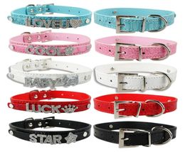 Gator Skin Customised Leather Dog Collars Personalised Pet Collar For 10 mm Letters and Charm2901331