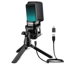 Microphones Zealsound Usb Microphone For Recording Podcasting Streaming On Pc And Android Phone With Adapter Shock Mount Mic Rgb Lig Dhrf6