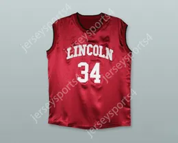 CUSTOM NAY Name Youth/Kids JESUS SHUTTLESWORTH 34 LINCOLN MAROON SILK BASKETBALL JERSEY Top Stitched S-6XL