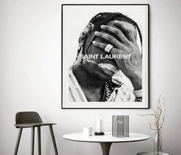 Canvas painting Watercolor Black White Music Star Rap Hip Hop Rapper Fashion Model Art Painting Wall Home Decor Pictures for Livin2741817