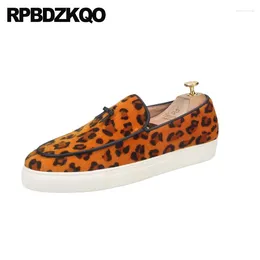 Casual Shoes Bow Knot Flats Cheetah Men 47 Skate Velvet Large Size Leopard Print Bowtie Slip On Round Toe Loafers 46 Sneakers Bowknot