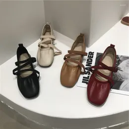Casual Shoes Korean Version 2024 Women Spring Autumn Fashion Flat With Cross Strap Square Toe All-match