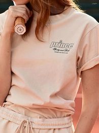 Women's T Shirts Letter Print Cotton T-shirt 2024 Summer Women Round Neck Casual Short Sleeve Sport Tops Simple Fashion T-shirts Lady