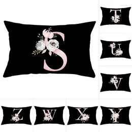 Pillow Nordic 26 Alphabet Flower Throw Pillowcase For Home Decorative Pillows Covers Black Rectangle Letter Cover 30 50cm Car
