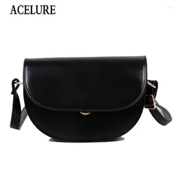 Bag ACELURE Solid Color Small Shoulder Crossbody Bags For Women Fashion Soft PU Leather Saddle Ladies Casual Purse Shopping Flap