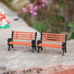 Decorative Figurines Resin Miniature Bench Stools Micro Landscapes Park Chair Crafts Succulents Bonsai Doll House Fairy Garden Decor