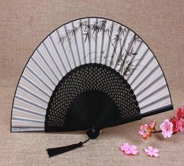 Vintage Hand Painted Chinese Fan ink Painting Bamboo Silk Folding Hand Fan Decorative Traditional Craft Men Ladies Fans Gift 8inch9709822