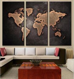 Paintings HD Abstract Canvas For Living Room Wall Art Poster 3 Pieces Retro World Map Decoration Pictures Modular No Frame6848497