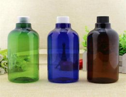 2 10pcs 500ml green blue amber round PET water bottle with white black clear screw lid Cosmetic 500cc DIY Big Package Container2629228990