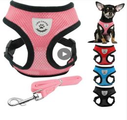 Breathable Small Dog Pet Harness and Leash Set Puppy Cat Vest Harness Collar For Chihuahua Pug Bulldog Cat arnes perro5581132