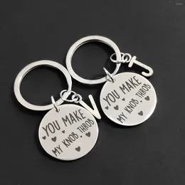 Keychains A-Z Keychain For Car Keys Creative Keyring STAINLESS STEEL Couple Gift Birthday YOU MAKE MY KNOB THROB Anniversary Ornaments