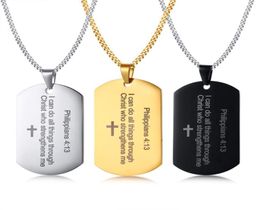Philippians 413 STRENGTH Bible Verse Dog Pendant Necklace in Stainless Steel Silver Gold Black8569334