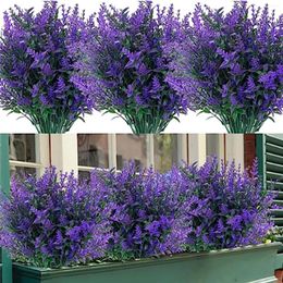 Decorative Flowers Artificial Lavender Silk Flower Bouquet Home Decor Party White For Outdoor