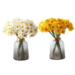 Decorative Flowers 1 Bunch Artificial Simulation Narcissus Home Room Flower Living Window Decor Fake Daffodil Wedding Party Decoration