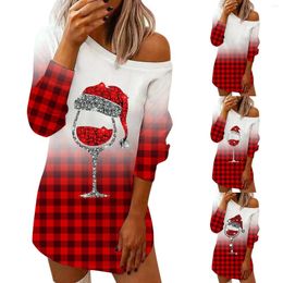 Casual Dresses Women Plaid Pullover Dress Christmas Long Sleeve Crewneck Lightweight Maternity Maxi 2024 Party Cartoon