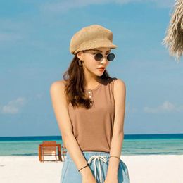 Berets Beautiful Beret Sun Hat Lightweight Women Sunhat Short Brim Adjustable Soft Octagonal Cap Anti-UV