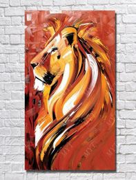 Strong Lion pictures hand painted acrylic animal oil painting for living room wall decoration wild animal oil painting6889896