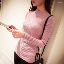 Women's Sweaters Winter Half Downneck Thin Sweater In The Long Sleeved Shirt Sleeve Slim Spring Dress