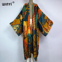 Kimono Boho Print Beach Cover-up Elegant Coat Sexy Africa Outfits For Women Perspective Cardigan Beachwear