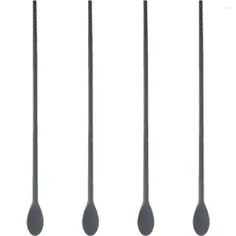 Spoons 2 Pairs Stirring Rod Silicone Integrated Chopsticks Spoon Travel Coffee Stirrer Ice Cream Silica Gel