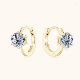 Hoop Earrings Na Fashion Jewelry Ladies 925 Silver High Quality 1ct Moissanite Huggie For Women 18k Gold Plated