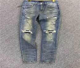 Luxurys Designer Thin Design Mens Jeans Men Denim Blue Cut Knee Hole Snake Vintage Pants Fashion Slimleg Holes Motorcycle Biker J1504968