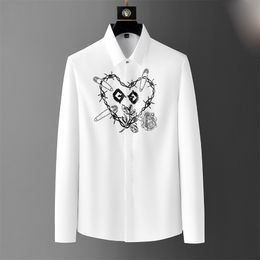 Mens Shirts Top horse Embroidery blouse Long Sleeve Solid Colour Slim Fit Casual Business clothing Long-sleeved shirt Printed shirt z41