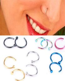 Body Ring Fake Piercing Jewellery 5 Colours Women Nostril Nose Hoop Stainless Steel Nose Rings clip on nose Body Jewelry29764949928