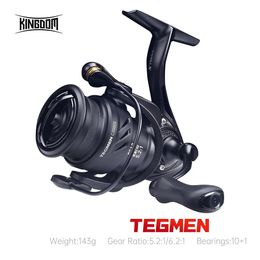 Kingdom Tegmen 5.2 1 6.2 1 143g Spinning Fishing Reels High Speed Gear Ratio Light Carbon Fiber Body Drag 101 Bearing Quantity 240508