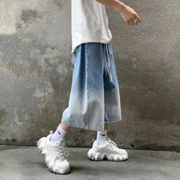 Men's Jeans Korean Fashion Men Gradient Denim Shorts Wide Leg Jorts Man Summer Streetwear Oversize Casual Baggy