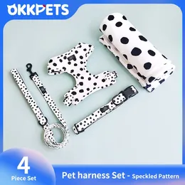 Dog Collars OKKPETS Special Offer 4in1 Harness&Collar&Leash&Blanket Accessories Polyester Pet Harness Set For Small Medium Large Dogs