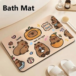 Bath Mats 1PC Capybala Mat Cute Water Absorption Non-slip Floor Rug Bathtub Washable Doormat Bathroom