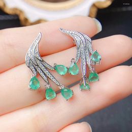 Stud Earrings FS Inlay 4 5 Natural Emerald S925 Sterling Silver For Women Fine Fashion Charm Weddings Certificate Jewelry MeiBaPJ