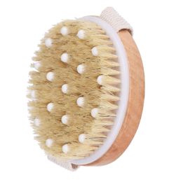 Bath Brushes Dry Skin Body Soft Natural Bristle Brush With Massage Point Wooden Bath Shower Brushes SPA Body Brush Without Handle 1036284