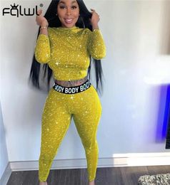 FQLWL Star Print Autumn Two 2 Piece Set Women Outfits Long Sleeve Crop Top Leggings Women Matching Sets Ladies Tracksuit Female 203581830